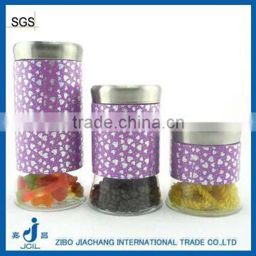 purple decal tall glass containers with lid