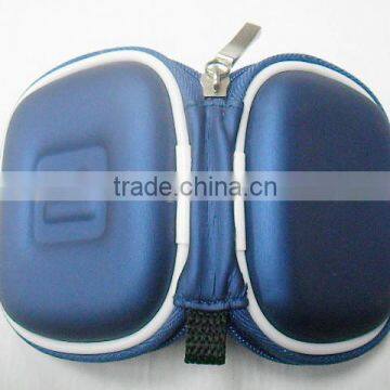 Mini blue pu hard packed earplug contract eva case