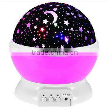 2016 New Romantic New Rotating Star Moon Sky Rotation Night Projector Light Lamp Projection with high quality Kids Bed Lamp