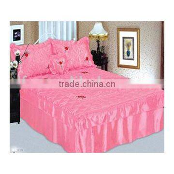 3pcs satin embroidery bedspread set