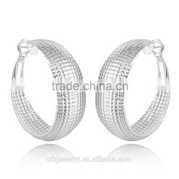 Latest Fashion wide silver plated creative net shaped gothic hoop earrings