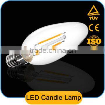 Hot Selling 2016 New Filament LED Candle Lamp 2W C35 360degree LED Candle Bulb with E14 Lamp Base Super Brightness 115lm/W