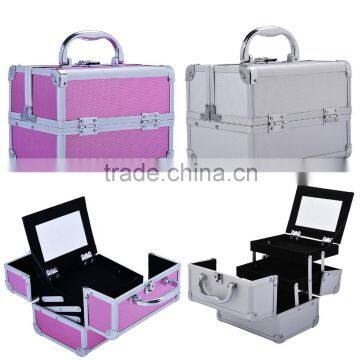 Soozier Professional Mirrored Makeup Artist Cosmetic Travel Mini Case With Pull-Out Trays - Silver photo-6