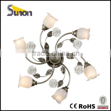 6 lignts iron ceramice flower ceiling lighting/antique ceiling lamp/decorative lighting