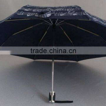 Good quality automatic 3 fold umbrella with logo of music sign