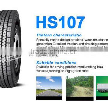 LIGHT TRUCK TIRE 13R22.5 HS107 FOR DRIVING POSITION OF HUASHENG