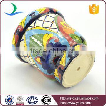 YSfp0001-01 Morden Vintage Hand Print Ceramic Flower Pot photo-3