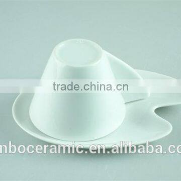 White Stock Cafe Cup and Saucer, Mini Coffee Cup and Saucers With Spoon Factory Cheap Price photo-5