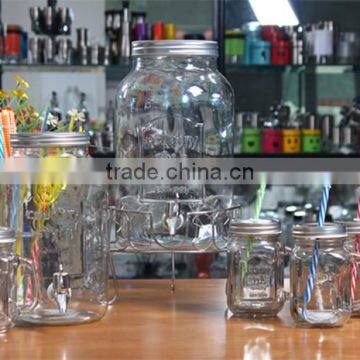 Hexagonal Glass Juice Jars With Metal Stand photo-3