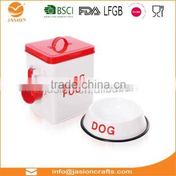 Metal Dog Dry Food and Pet Treats Storage Container Canister Tin Box With Scoop photo-5