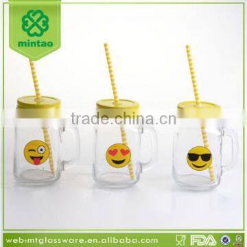 2016 high quality decal print 16oz mason jar wholesale