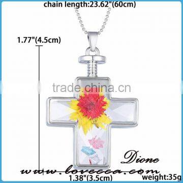 Women Dry Flowers Plant Terrarium Glass Pressed Flower Necklace photo-3
