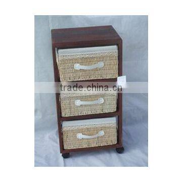 Tong Wood Living Room Display Shoe Cabinet With Wicker Drawer photo-4