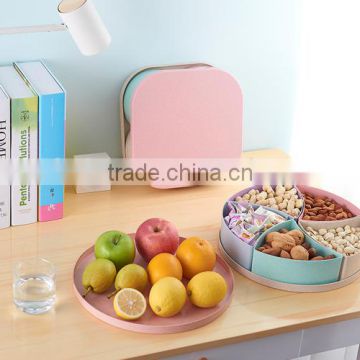 Round plastic storage box with 5 dividers