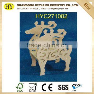 Engraving Wood Craft Christmas Deer and Sleigh Wooden Decorations photo-2