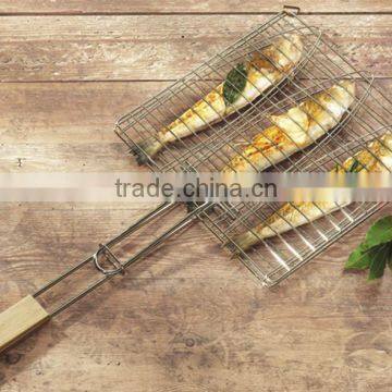 Wooden handel barbecue holder /BBQ Tools/Grilled fish clip