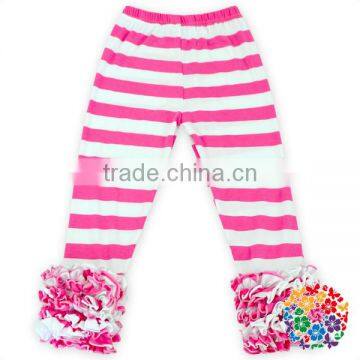 Pink White Strip Knit Cotton 8 Layers Ruffle Icing leggings fall winter children girls ruffle icing pants