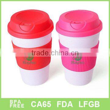 BPA free 16OZ PP Plastic coffee mug with Silicone grip