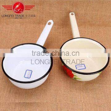 Enamelware Casserole /enamel Casserole Pot Milk Pot With Flower Decal photo-6