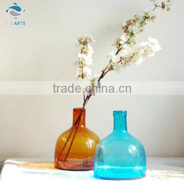 Wholesale table decoration colorful clear glass flower vase