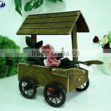 Mini wooden cart for flowers and plants