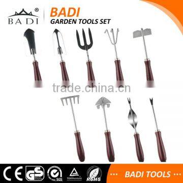 9 pieces high grade wooden handle garden hand tools set with 9 tools