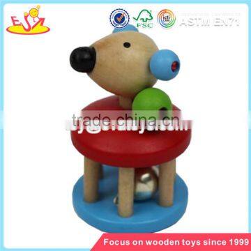 Wholesale popular wooden kids animal baby rattle toy cheap baby animal baby rattle sound toy W08K004