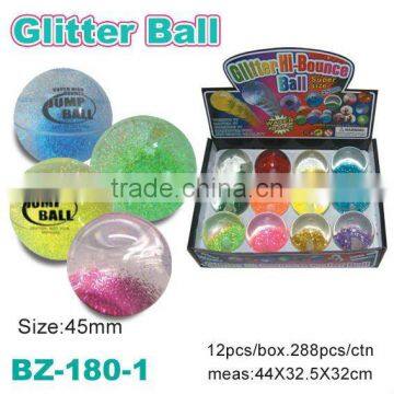 Novelty 45mm TPU Bouncing Glitter Ball with water