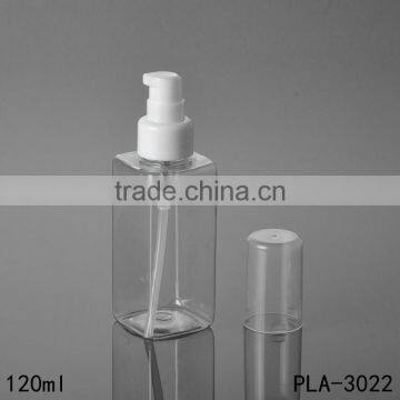 120ml Clear Cosmetic Skin Care Lotion Serum Square Pet Bottle Silver Aluminum Pump Pet Plastic Bottle Best Sellers photo-2