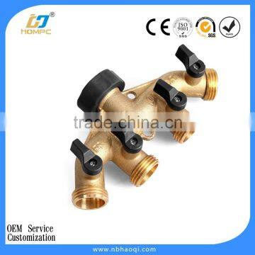 Heavy Duty Brass 4 Way Garden Hose Shut Off Connector photo-2
