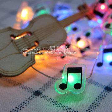Производитель накаливания на батарейках RGB тёплого белого медного светильника на нитях в форме музыкальных нот photo-5