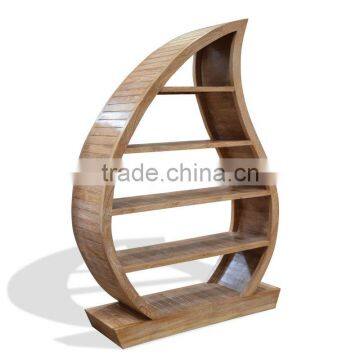 Bookcase Leaf Natural Teak Wood Furniture photo-2