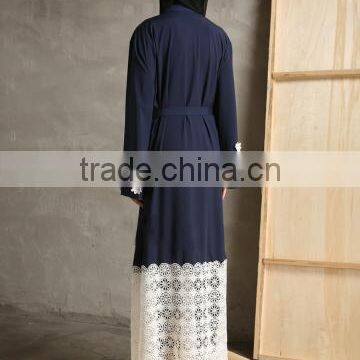Latest Burqa Designs Pictures New Model Dubai Clothing Long Sleeve Lace Patched Appliques Loose Maxi Long Abaya photo-2