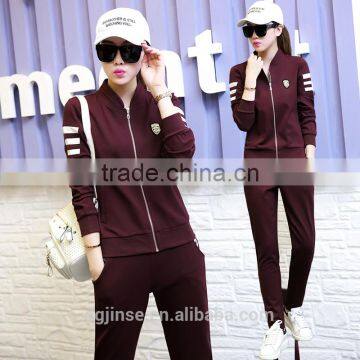 The new spring autumn ladies outfit set leisure fitness cardigan velour sports plain fleece tracksuit for women