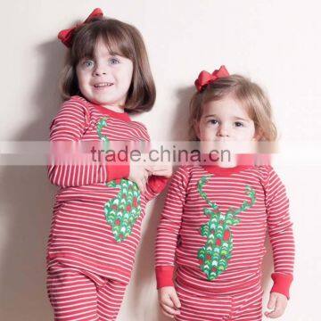 2016 Winter Children's Christmas Boys and Girls Striped Pajama Set Baby Toddler Christmas Pajamas HSP9547