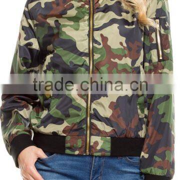 guangzhou women clothes latest design jacket satin jungle print bomber jacket