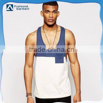 color combination blank gym singlet mens contrast pocket tank top racer back