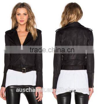 Latest Women Black Classic Fashion Moto Jacket Cheap Price photo-6