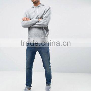 Custom Raglan Sleeves With Hood Grey Men's 85% Cotton 15% Viscose Casual Comfort Fit Breathable Oversized Pullover Hoodies photo-4