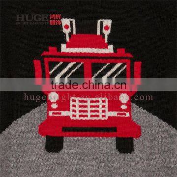 Boys Long Sleeve Fire Truck 100% Cotton Handmade Baby Sweater photo-2