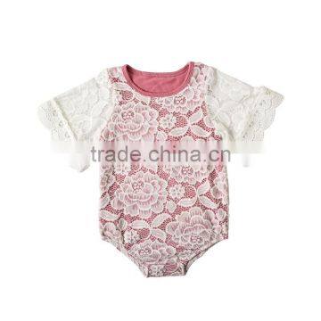 Lace romper Summer new design boutique knitted baby girl clothing romepr comfortable infant and toddler clothing