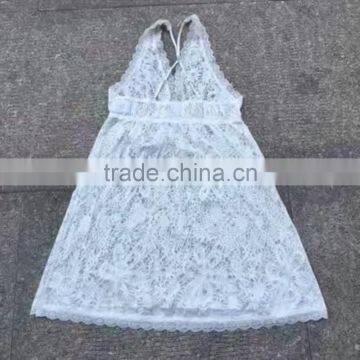 Women Stock Apparel See-through Lace White Prom Sexy Dress photo-5