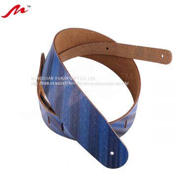 New Design Bule /yellow/ Leather Top With Purple Backing Adjustable Guitar Strap photo-4