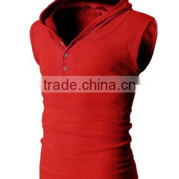 OEM New Design Cotton Plain Mens Custom Sleeveless Pullover Hoodie photo-4