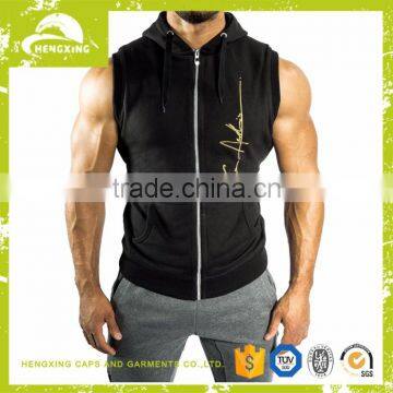 SLEEVELESS ZIP HOODIE,cheap Sleeveless Workout Hoodies,blank Mens Sleeveless Hoodie, photo-2