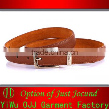 Leather Flat Belt Fashion Wide Brown Belts Belt with Metal Clasp