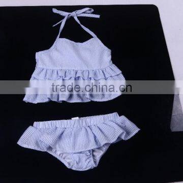 Girls One Piece Ruffle Toddler Kid Seersucker Swimsuit photo-3