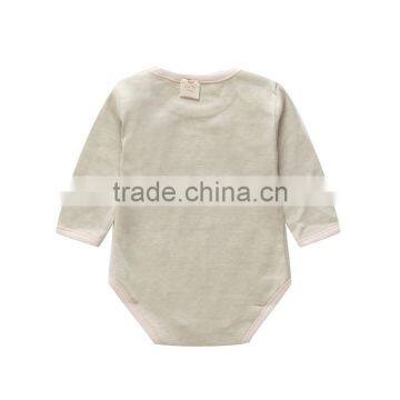 2017 Hot Selling Organic Cotton Plain Baby Boys Girls Romper Long Sleeves Set OEM Service photo-2