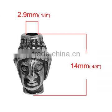 304 Stainless Steel Spacer Beads Buddha Antique Silver photo-2