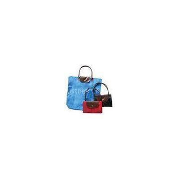 Blue / Black Polyester Foldable Shopping Bags, Eco-friendly Heat-transfer Printed Bag